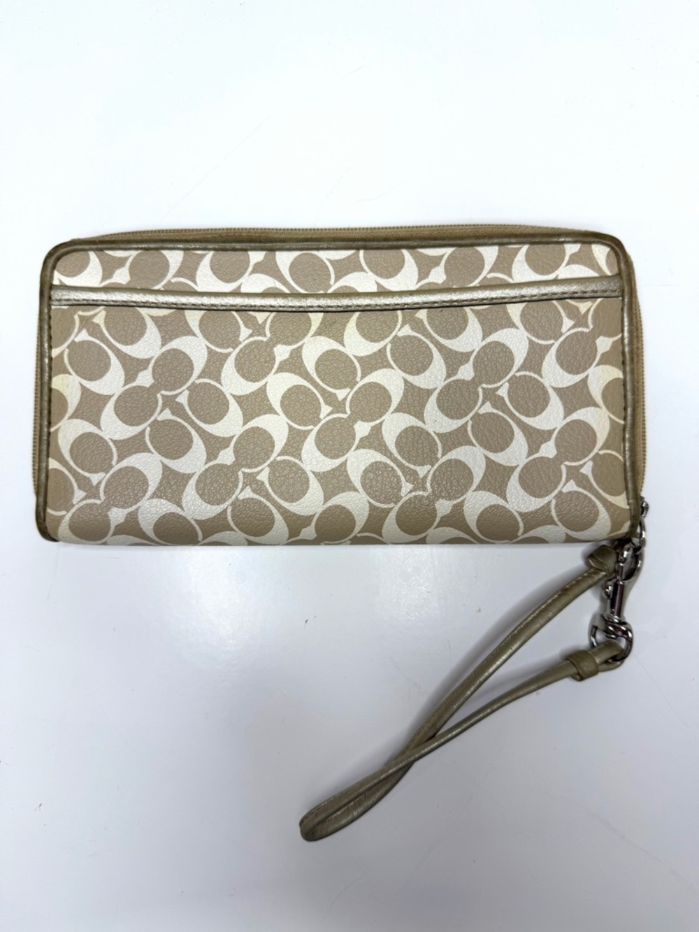 Coach Signature Wristlet Wallet / Clutch – Tan & Cream - Picture 2 of 8